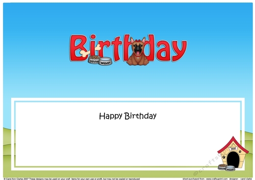 Large DL HAPPY BIRTHDAY insert with German Shepherd Dog