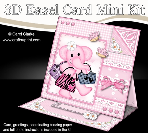 3D Easel Card Mini Kit - Pretty in Pink - Lola Elephant has been Shopping