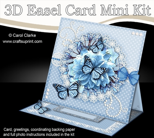 3D Easel Card Mini Kit - A Touch of Elegance - Flowers Lace, butterflies & Pearls
