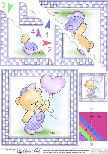 Cute Hunney Bear Robert has a Balloon Scallop Corner side stacker Topper