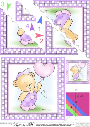 Cute Hunney Bear Robert has a Balloon Scallop Corner side stacker Topper