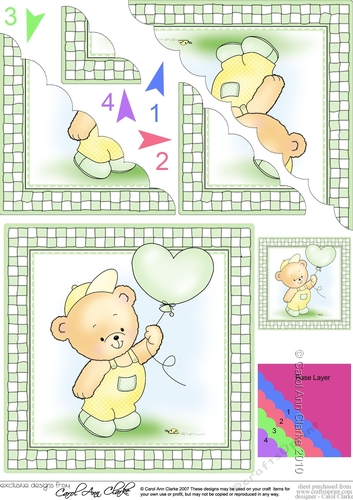 Cute Hunney Bear Robert has a Balloon Scallop Corner side stacker Topper