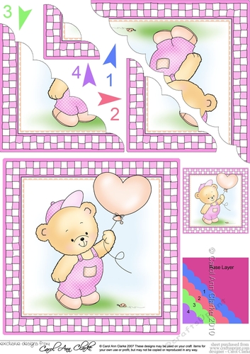 Cute Hunney Bear Robert has a Balloon Scallop Corner side stacker Topper