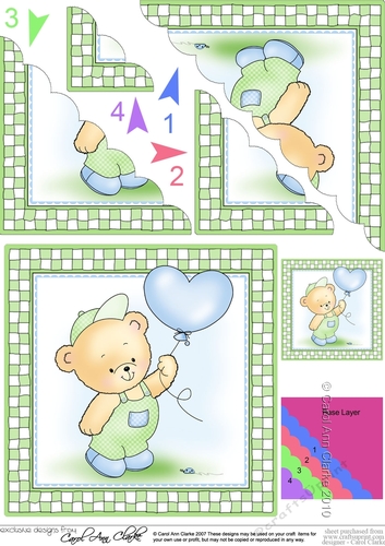Cute Hunney Bear Robert has a Balloon Scallop Corner side stacker Topper