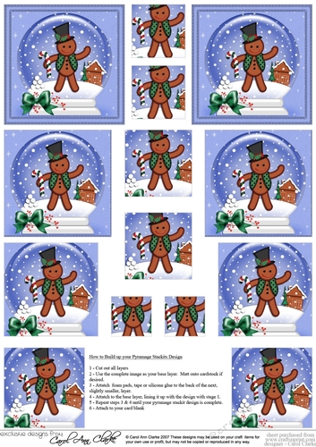 Christmas Gingerbread Man Snowglobe Pyramage sheet