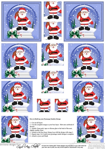 Christmas Santa Snowglobe Pyramage sheet