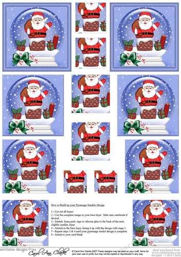 Christmas Santa Snowglobe Pyramage sheet