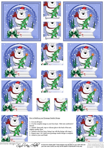 Christmas Polar Bear Snowglobe Pyramage sheet