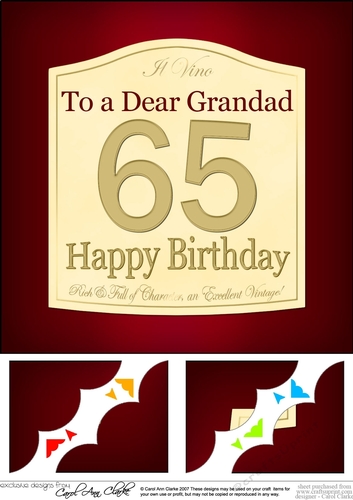 8 x 8 65th Birthday Grandad Wine Label Scalloped Corner