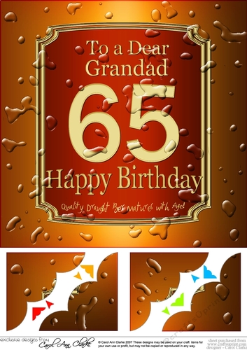 8 x 8 65th Birthday Grandad Beer Label Scalloped Corner