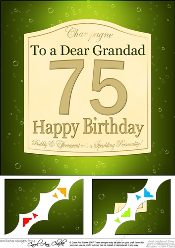 8 x 8 75th Birthday Grandad Champagne Label Scalloped Corner