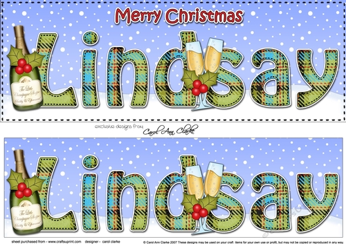Large DL Merry Christmas LINDSAY 3D decoupage