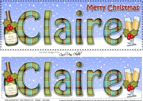 Large DL Merry Christmas CLAIRE 3D decoupage