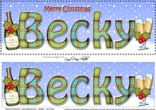 Large DL Merry Christmas BECKY 3D decoupage