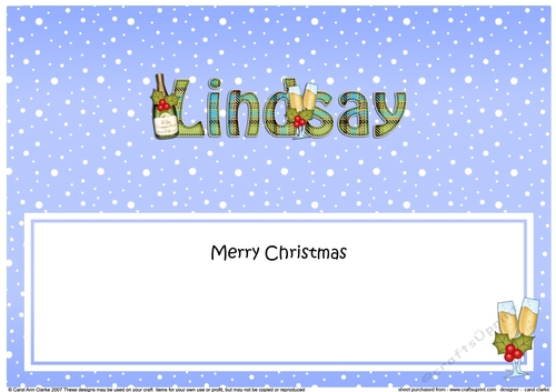 Large DL Merry Christmas LINDSAY insert