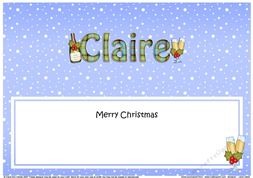 Large DL Merry Christmas CLAIRE insert