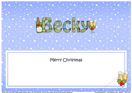 Large DL Merry Christmas BECKY insert