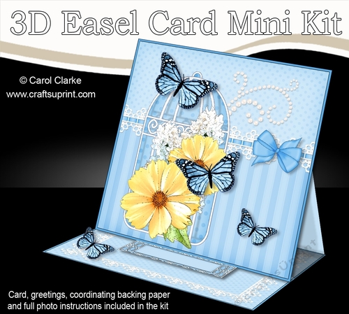 3D Easel Card Mini Kit - Pretty Floral Birdcage with Butterflies