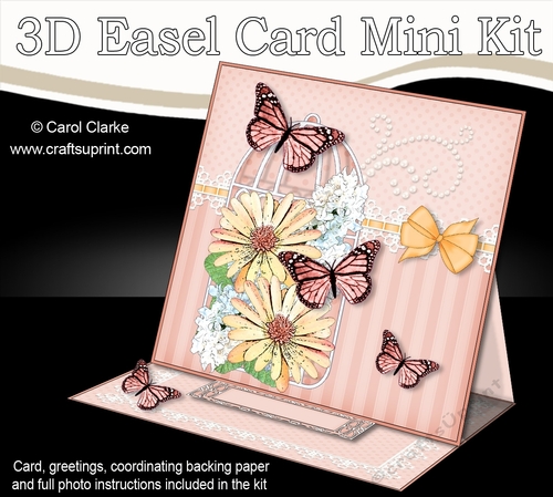 3D Easel Card Mini Kit - Pretty Floral Birdcage with Butterflies
