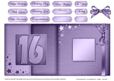 16th Metallic Age Fold Back Card