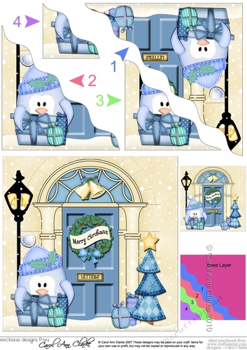 Pip Penguin is at the Door - Christmas Wavy Corner Side Stacker
