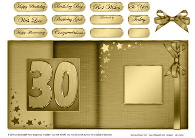 30th Metallic Age Fold Back Card
