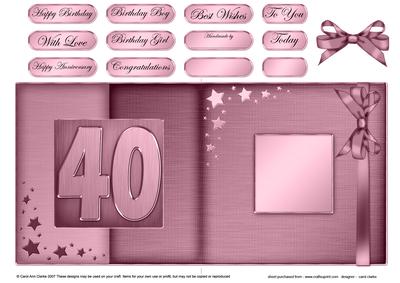 40th Metallic Age Fold Back Card