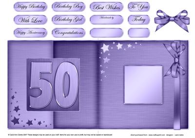 50th Metallic Age Fold Back Card