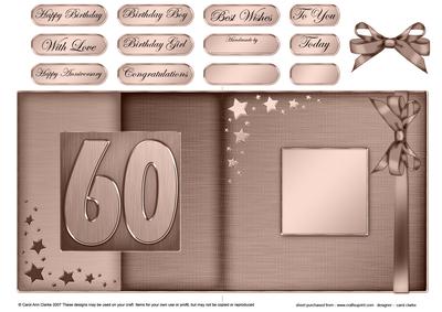 60th Metallic Age Fold Back Card