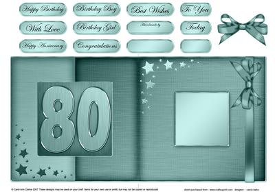80th Metallic Age Fold Back Card