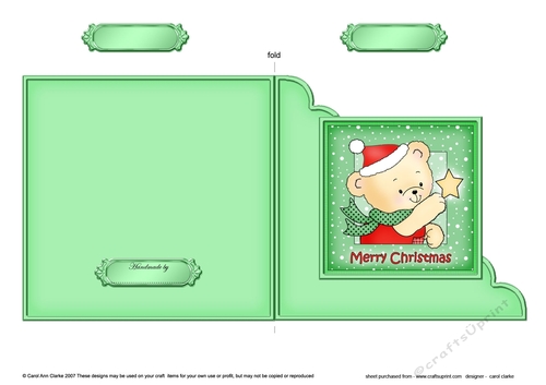 Cute Hunney Bear Robert has a Christmas Star - Cut and Fold Corner Card 