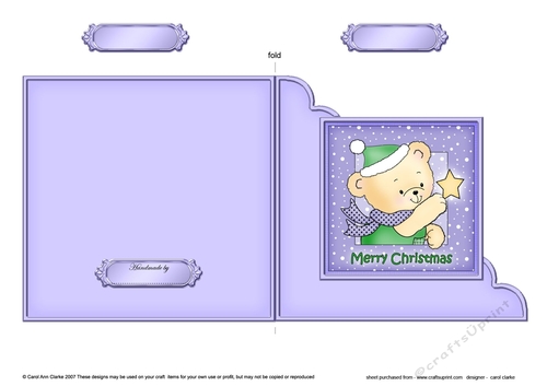 Cute Hunney Bear Robert has a Christmas Star - Cut and Fold Corner Card 