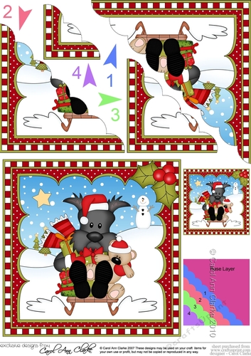Christmas Scalloped Corner Stacker - Little Scottie Dog