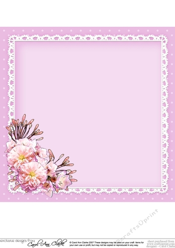 A Touch of Elegance Flowers, Pearls and Lace 8 x 8 Scalloped Corner Topper  