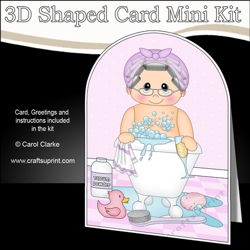 3D Shaped Card Kit - Bathtub Buddies - Old Lady