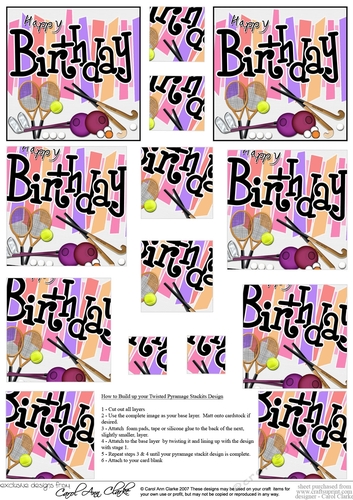 Birthday Sports and Games Twisted Pyramage sheet
