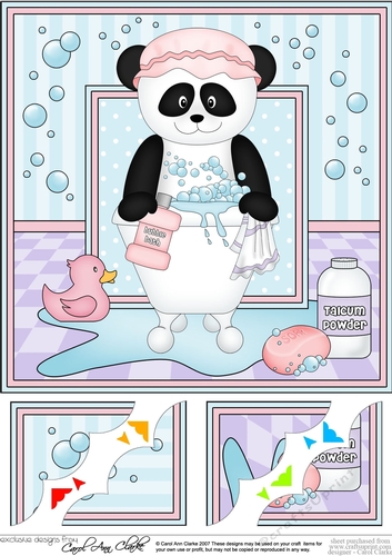 8 x 8 Scalloped Corner Topper - Bathtub Buddies Cute Little Panda Bear