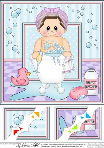 8 x 8 Scalloped Corner Topper - Bathtub Buddies Young Lady