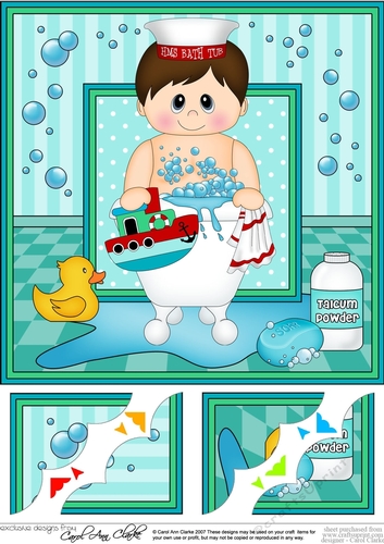 8 x 8 Scalloped Corner Topper - Bathtub Buddies Young Man