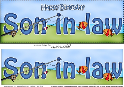 Large DL Happy Birthday SON IN LAW 3D decoupage with Fishing