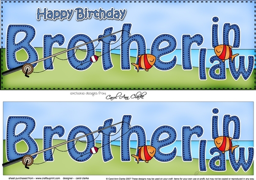 Large DL Happy Birthday BROTHER IN LAW 3D decoupage with Fishing