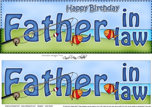 Large DL Happy Birthday FATHER IN LAW 3D decoupage with Fishing