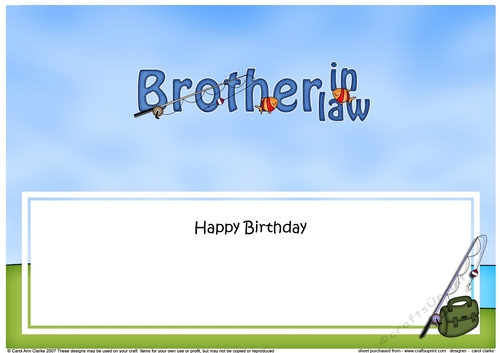 Large DL Happy Birthday BROTHER IN LAW insert with Fishing