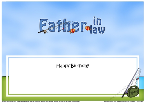Large DL Happy Birthday FATHER IN LAW insert with Fishing