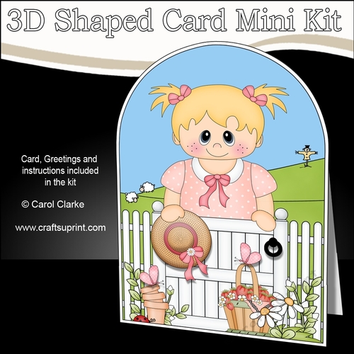 3D Shaped Card  Kit - In the Garden - Young Girl is relaxing in the the Garden