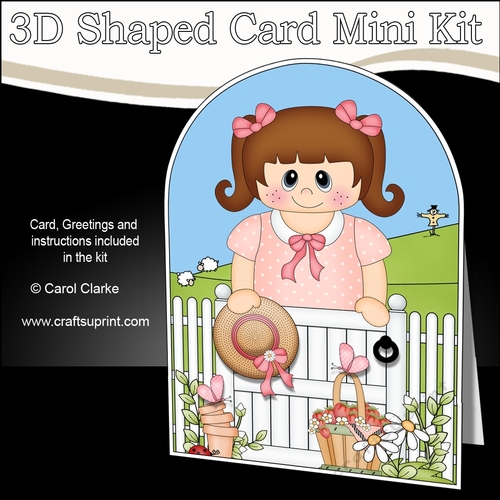 3D Shaped Card  Kit - In the Garden - Young Girl is relaxing in the the Garden