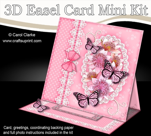 3D Easel Card Mini Kit - A Touch of Elegance - Flowers, Lace, Butterflies & Pearls