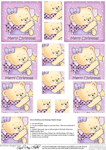 Cute Hunney Bear Rosie has a Christmas Star - Pyramage Sheet