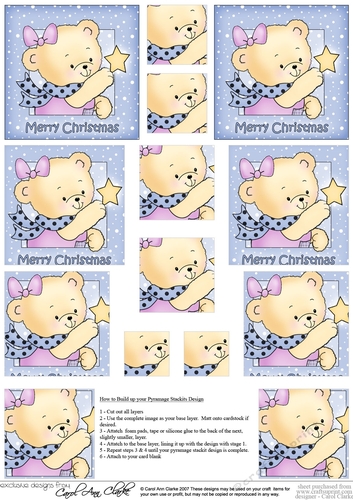 Cute Hunney Bear Rosie has a Christmas Star - Pyramage Sheet
