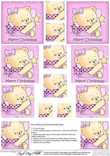 Cute Hunney Bear Rosie has a Christmas Star - Pyramage Sheet
